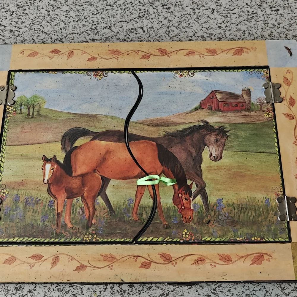 Wall Mirror Stand Horses open up 14 x 10.5